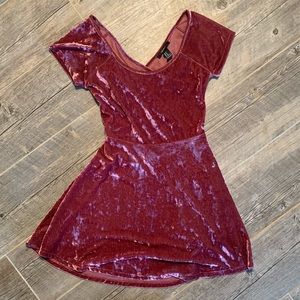 2/$10 Forever21 Berry Velvet Skater Dress